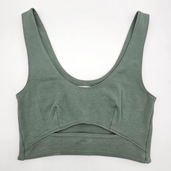 Aritzia Wilfred Free Shannon Cut Out Bra Top, XS. Sage Green. NEW - Picture 1 of 10
